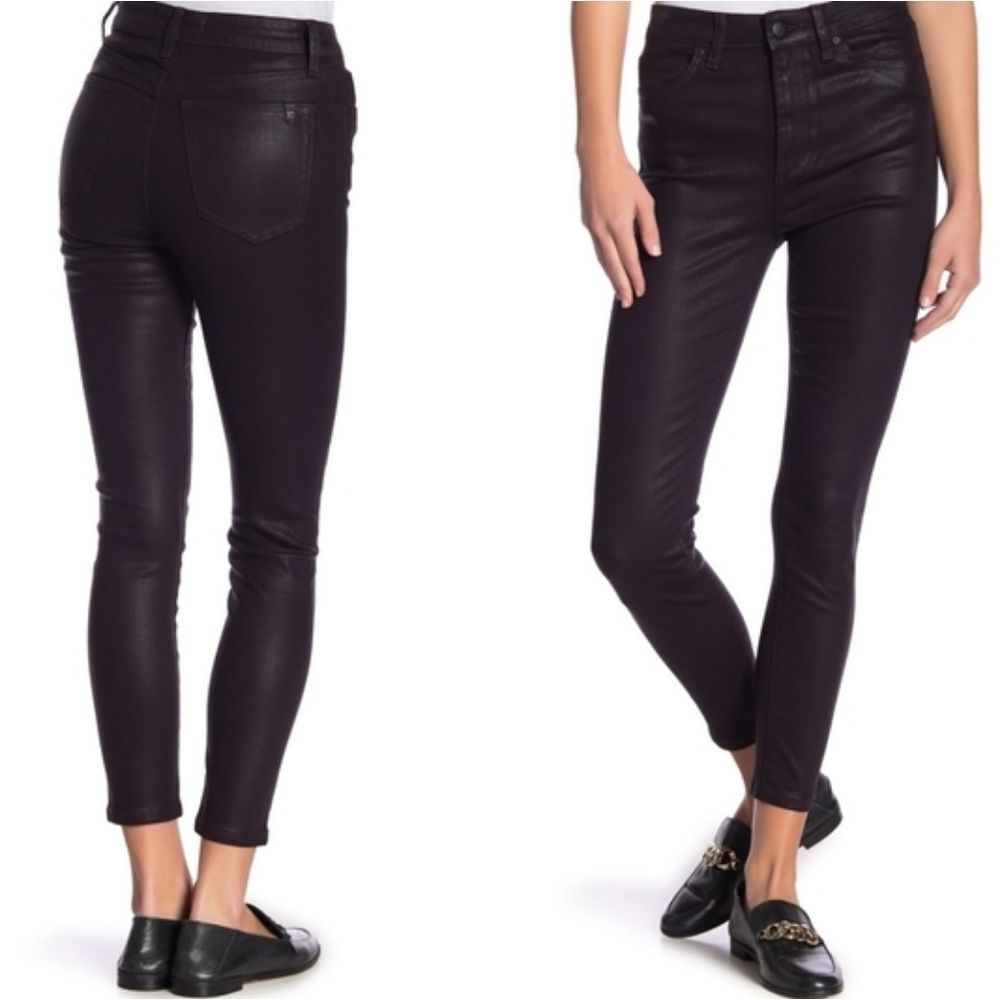 JOES JEANS Black Perforated 100% Leather Skinny High Rise Ankle Pants Size 29